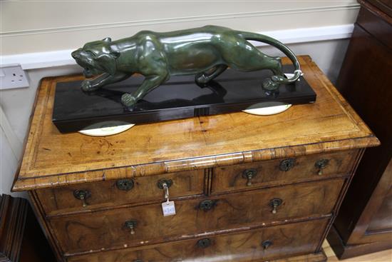 An 18th century walnut and featherbanded chest, W.3ft 3in.